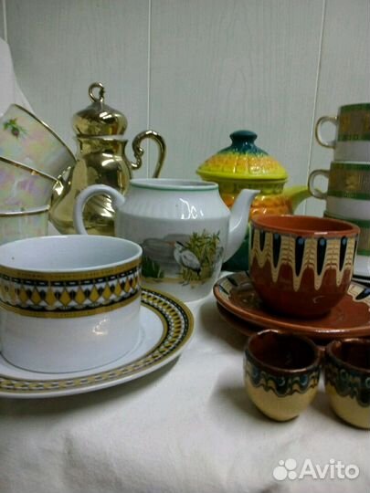 Сервизные пары, стаканы, заварочные чайники