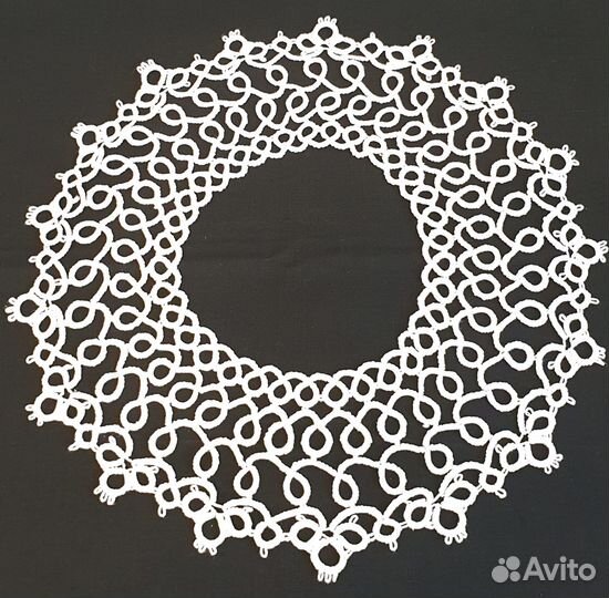 Воротники, украшения, сережки и салфетки фриволите