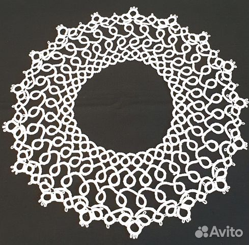 Воротники, украшения, сережки и салфетки фриволите