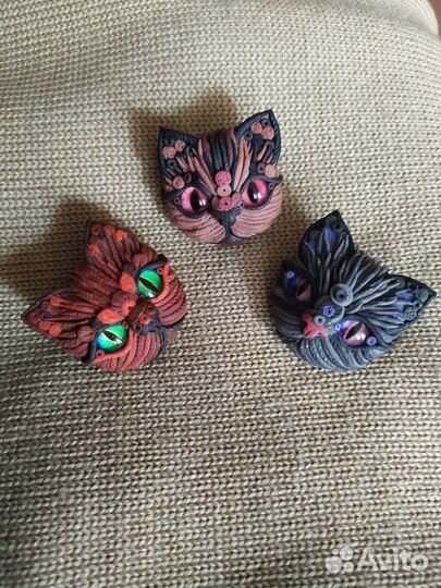 Брошь ручной работы из полимерной глины