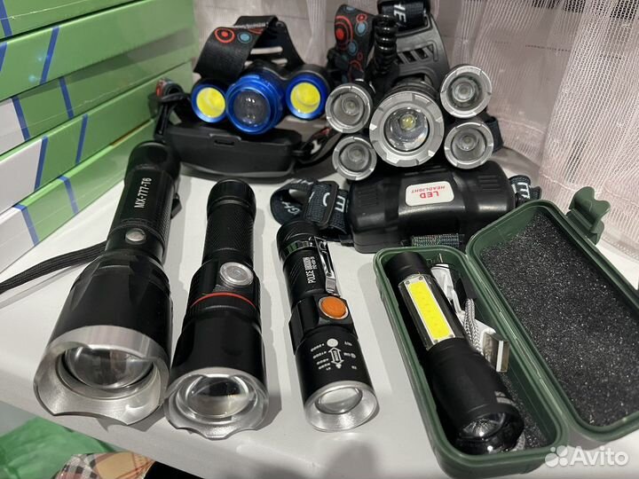 Фонарики ручные, фонари налобные, аккумуляторные