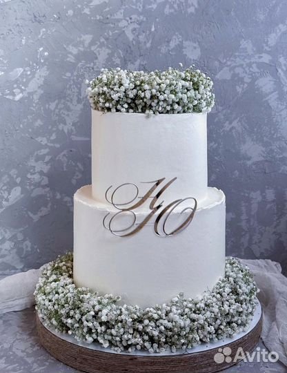 Топпер с вашими Инициалами на свадебный торт