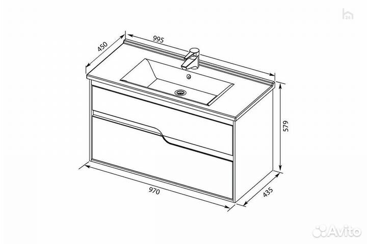 Тумба под раковину для ванной 100 Модена