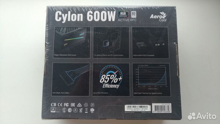 Блок питания Aerocool cylon 600 600Вт (новый)