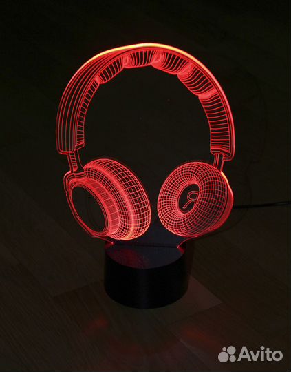 Светодиодный 3D ночник Наушники