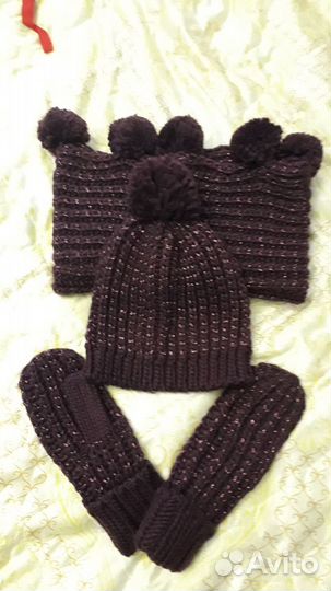Новый комплект (снуд, шапка, варежки)