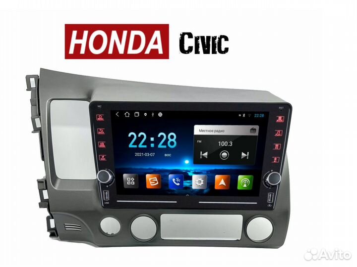 Магнитола Honda Civic 4d LTE CarPlay 2/32гб