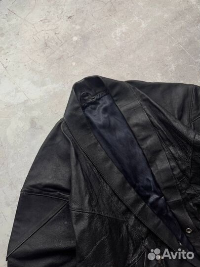 Винтажный кожаный бомбер куртка бандитка косуха 90