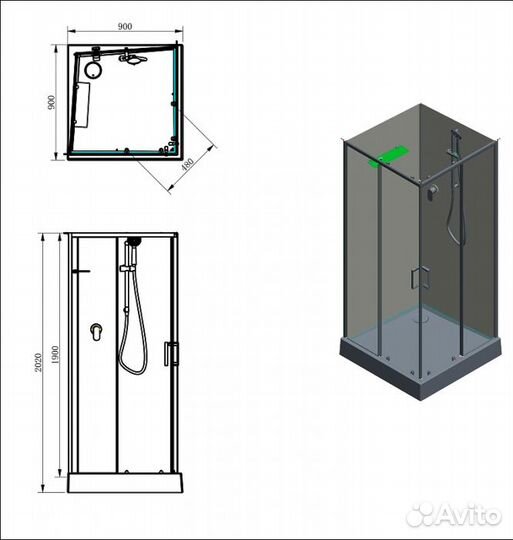 Душевая кабина Aquanet Passion Evo 90x90 S Black