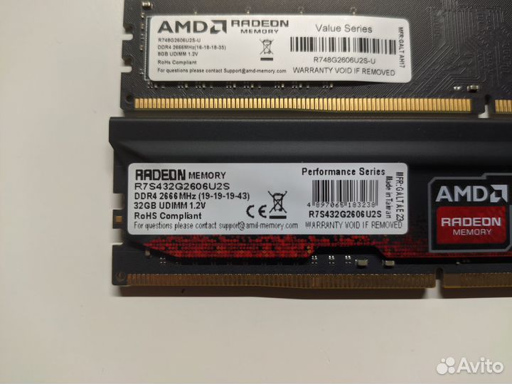 Оперативная память AMD Radeon DDR4 - 4 плашки