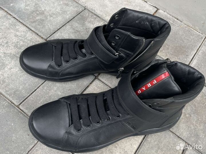 Ботинки Prada high Trainers 4T 2789 7 кожаные