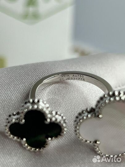 Кольцо Van Cleef Alhambra double белое золото 750