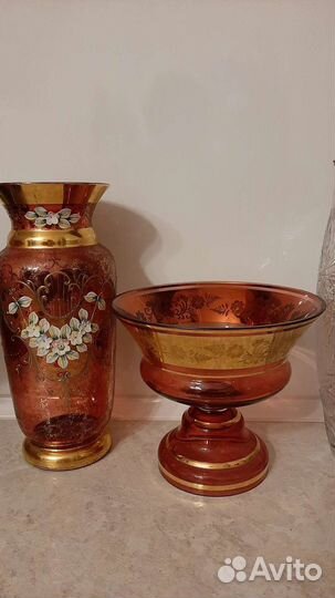 Ваза для фруктов,Богемия