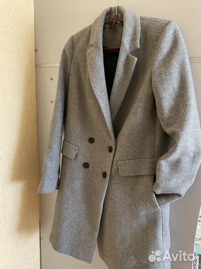 Пальто женское серое zara 40 42