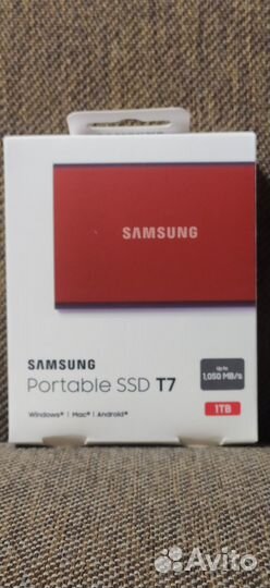 1 тб SSD Samsung T7, USB 3.2 Gen 2 Type-C новый