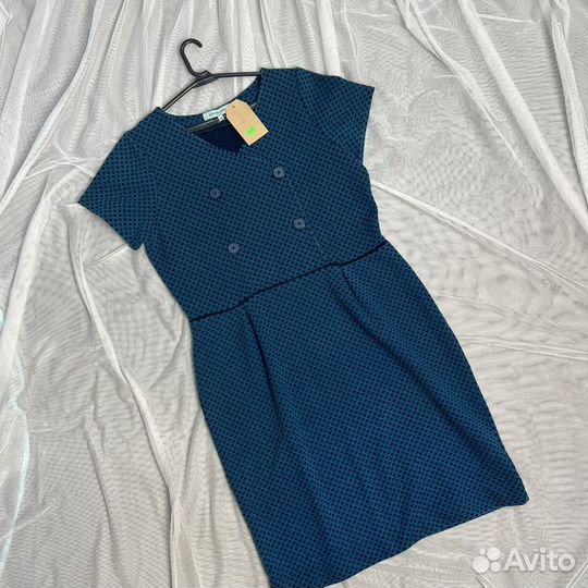 Платье L 48-50 футляр синее фактурное
