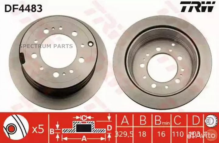 Диск тормозной зад TRW DF4483
