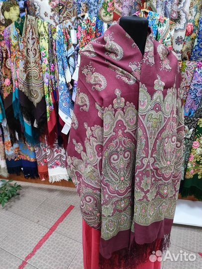 Палантин павловопосадский, шерстяной