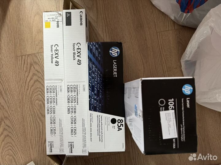 Бу картриджи canon hp 106A 85A C-EXV 49 желтый