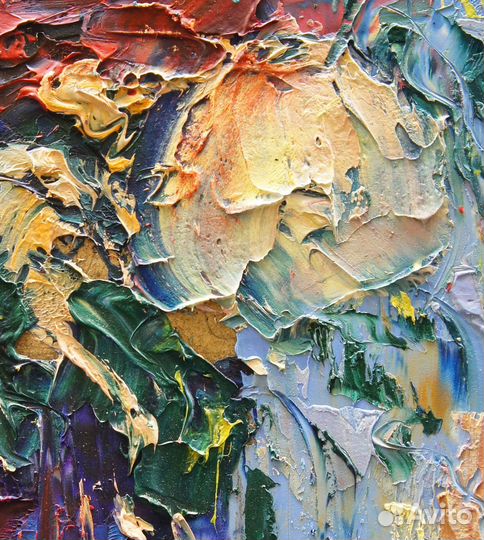 Картина маслом, Натюрморт с розами, 40х20 см