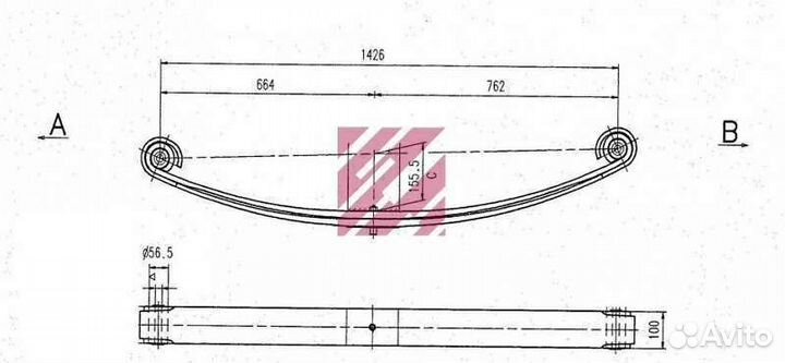 Рессора передняя Freightliher 2-х листовая L1420