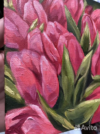 Картина маслом на холсте «Тюльпаны»