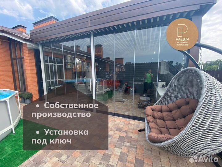 Безрамное остекление веранды