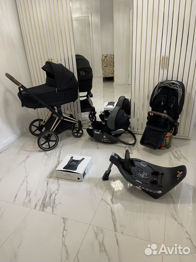 Cybex Priam Black Rose Gold, комплект 3в1+ база