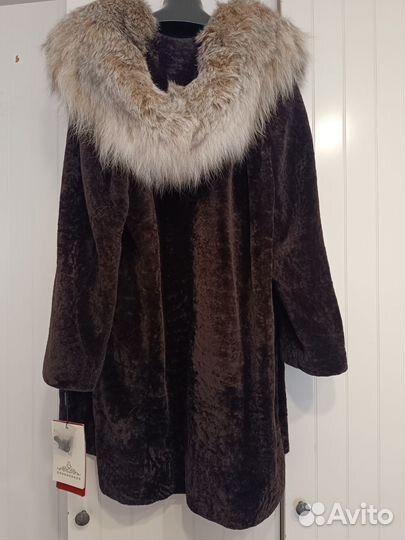 Шуба Montone овчина астраган- рысь новая 54 р
