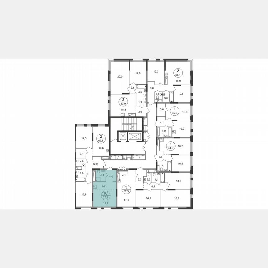 Квартира-студия, 27,1 м², 15/19 эт.