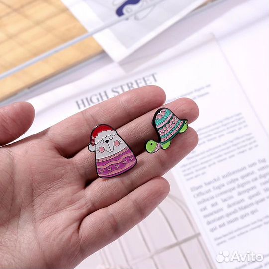 Значки лисёнок/кот/гусь