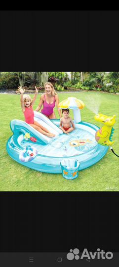Детский надувной бассейн с горкой