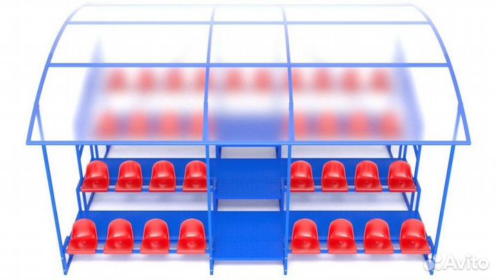 Трибуна с навесом, с ограждением, 4-х рядная A13