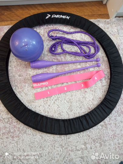 Мяч гимнастический, булавы, скакалка, обруч