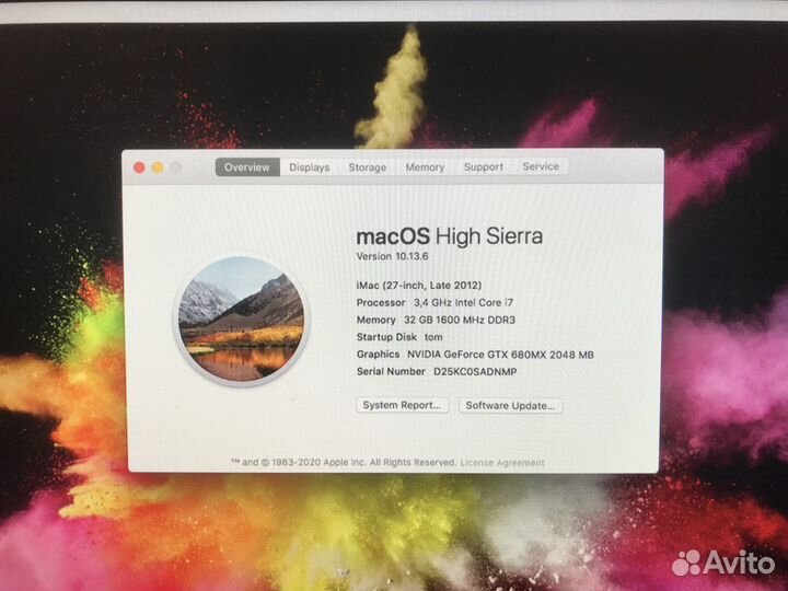 iMac (27-inch, Late 2012) 3,4 GHz Intel Core i7