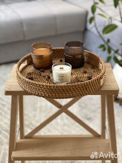 Плетеный поднос из ротанга 30х5 см