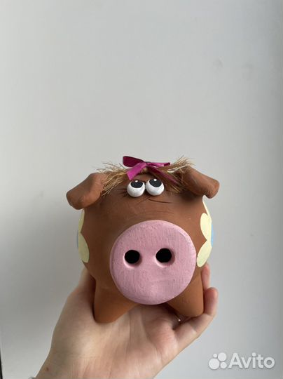 Копилка глиняная свинка