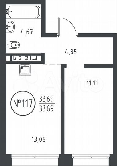 1-к. квартира, 33,7 м², 4/10 эт.