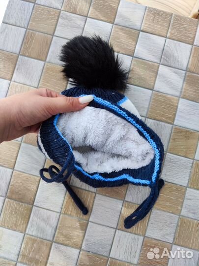 Теплые зимние шапки на мальчика 50-52 размер