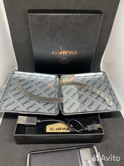 Портсигар металлический с usb зажигалкой на 20шт