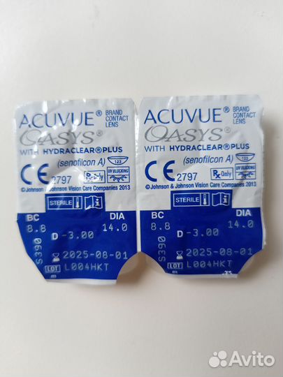 Линзы контактные acuvue oasys двухнедельные -3