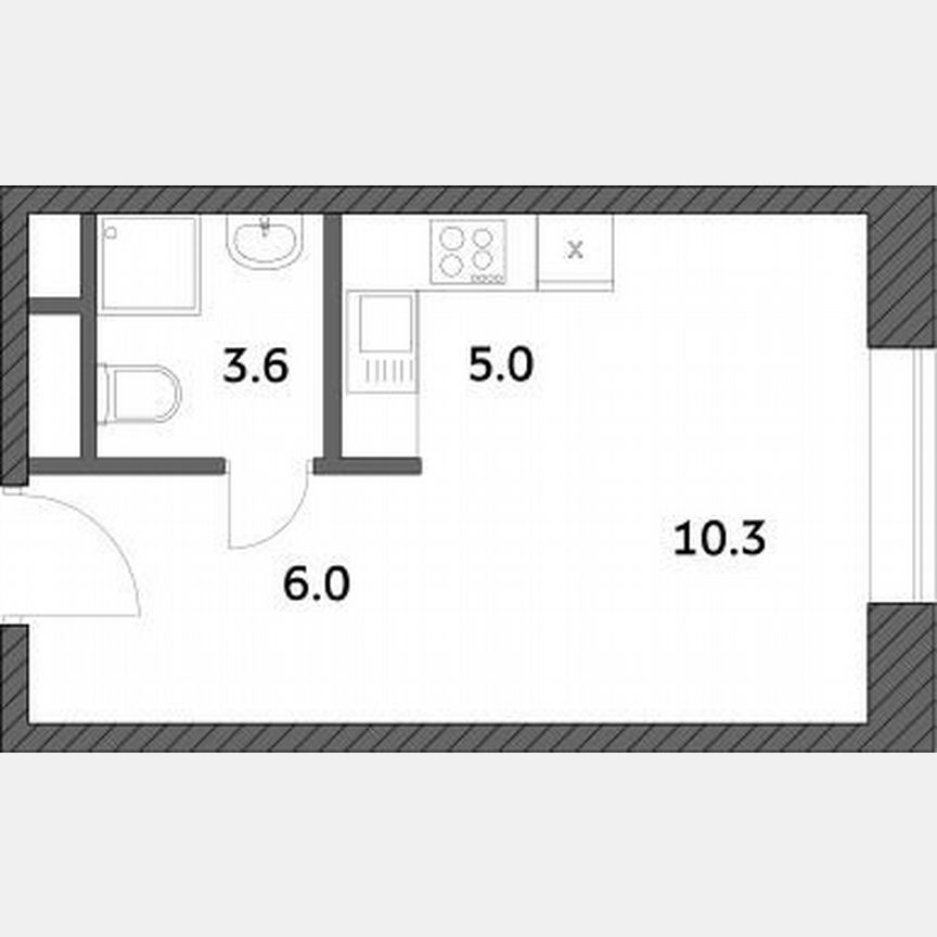 Квартира-студия, 24,8 м², 16/19 эт.