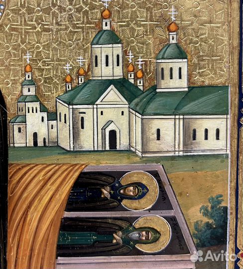 Икона Сергий Радонежский у гробов родителей