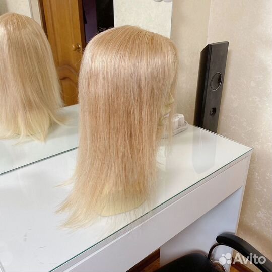 Новый парик из натуральных волос блонд