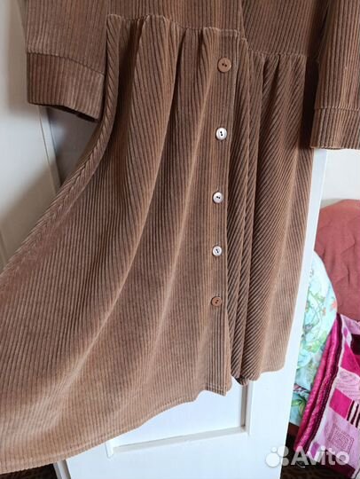 Платье весна вельветовые коричневое