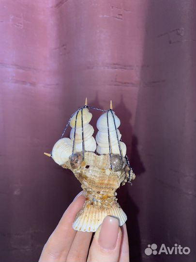 Модель кораблика из ракушки