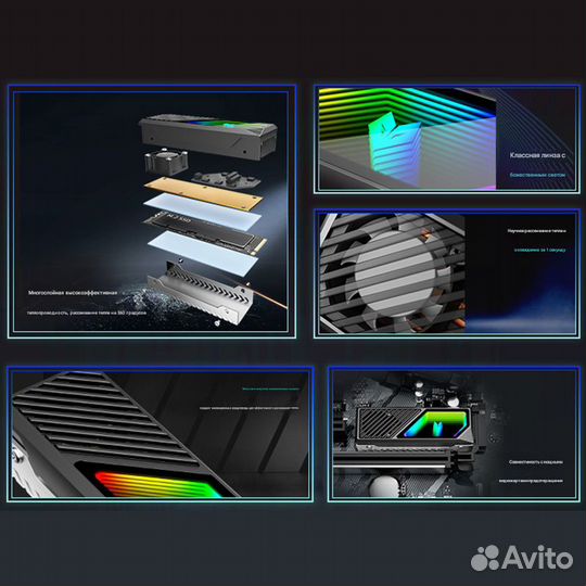 Радиатор с вентилятором для SSD M.2 argb 5V 3PIN, белый