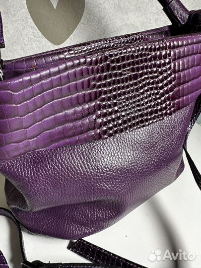 Сумка натуральная кожа ярко фиолетового цвета