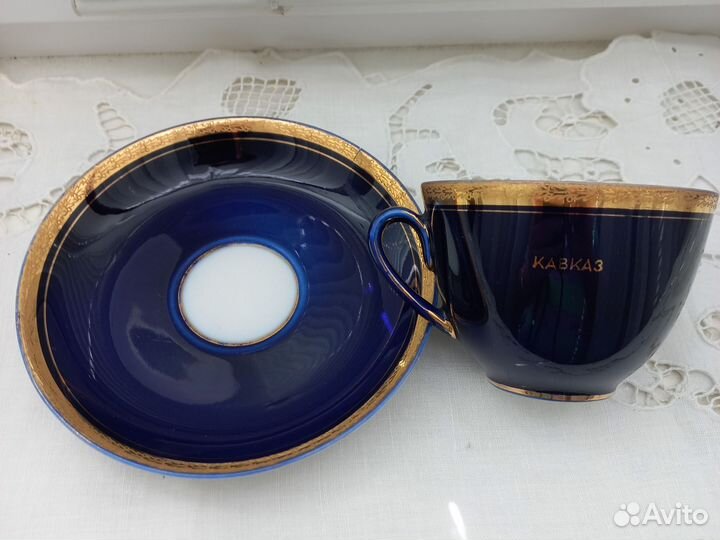 Чашка с блюдцем, кобальт лфз СССР