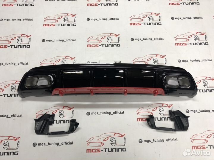 Диффузор насадки Мерс w176 А45 AMG красный 12-15